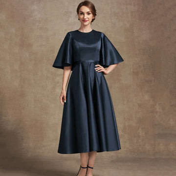 Mother Of The Bride Dress - Simple Customized Elegant Bridal Dress A Line O Neck Wedding Party Gowns Formal Occasion Tea-length Mother Dresses For Bride New picture color