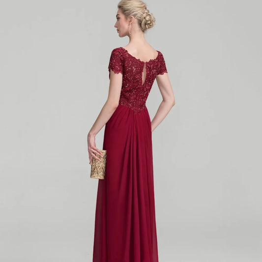 Formal V Neck Customized Mother Dresses A Line Bride Party Dress Lace Short Sleeve Occasion Gown Elegant robes invitée mariage