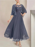 Mother Of The Bride Dress - Lace Applique A-line Dress Two Piece Mother of the Bride Gown with Jacket Chiffon Elegant Formal Occasion Wedding Guest 2024 New Same as picture