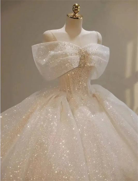 Charming Luxury Wedding Dresses Off-Shoulder Beading Crystal Princess Birthday Ball Gown Shiny A-Line Vestidos De Novia