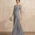 Customized Elegant Chiffon Dress Formal Occasion Half Sleeves A Line Wedding Party Gowns Lace Mother Dresses New For Bride