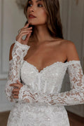 Bella White Mini Prom Dresses Off the Shoulder Lace Appliques Wedding Dress Elegant Lace-up Back Vestidos De Fiesta