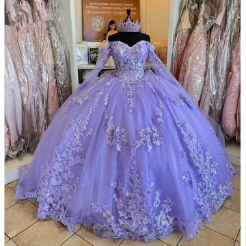 Luxury Glittering Lavender Quinceanera Dresses Birthday Party Prom Princess Ball Gown Vestidos De 15 Anos Corset Purple
