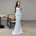 Arabic Evening Dresses for Wedding Party Off the Shoulder White Pleats Chiffon Mermaid Formal Celebrity Prom Gowns White