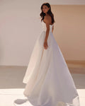 Refined fitted Pleat Satin Mermaid Wedding Dresses Side Slit Sweep train Train Formal Bridal Grown Rode De Morrie
