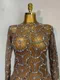 High Quality Women Elegant Long Sleeve Sparkly Rhinestones Mesh Bodycon Mini Dress See Through Evening Party Nightclub Outfit