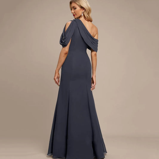 Mother Of The Bride Dress - Customized Elegant Dress Mermaid Off Shoulder Wedding Party Gowns Formal Occasion Chiffon Mother Dresses For Bride New Arrival