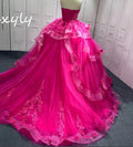 Gorgeous Hot Pink Vestidos De 15 Quinceañera 2025 Charro Appliques Lace Corset Ball Gown Sweet 16 Dress Formal Party Customized