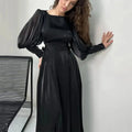 Bella Muslim Silk Satin Prom Dresses Modest A-line Wedding Dress Elegant Long Sleeves Ankle-Length Pleat Vestidos De Fiesta
