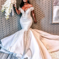 KapokDressy Mermaid Wedding Dress Off The Shoulder Sexy V-Neck Wedding Gowns Zipper Country Dubai Bridal Gown Ivory 50cm 4