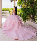 Beautiful Pink Quinceanera Dresses Off Shoulders Beaded Vestidos 15 Xv Años Big Size Fifteen Birthday Party Gowns Customized Pink