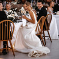 Sexy Deep V-Neck Wedding Dresses A-Line Split Satin Sleeveless Modern Belt Bride Gowns Pleats Zipper Vestido De Noiva