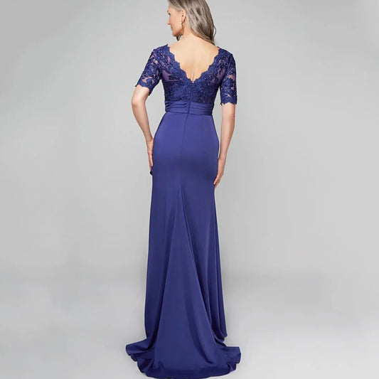Formal Mother Dresses Elegant Customized Bride Party Dress Chiffon Mermaid Occasion Gown V Neck Lace robes invitée mariage
