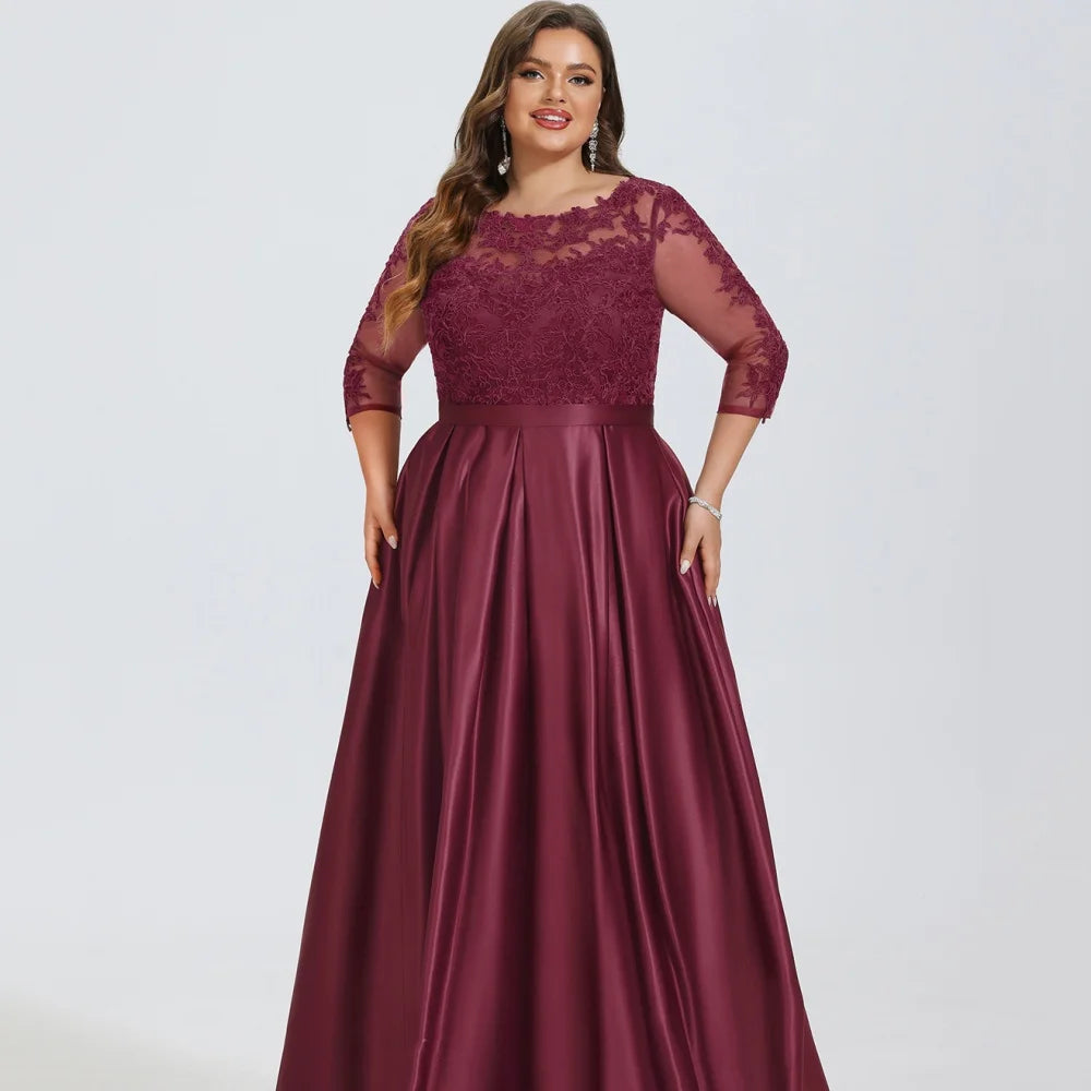 Mother Of The Bride Dress - Customized Elegant Lace Mother Dresses For Bride A Line O Neck Wedding Party Gowns Floor Length Formal Occasion Bridal Dress