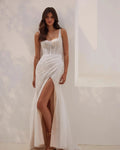 Stuniing Wide Straps Sweehteart Mermaid Wedding Dresses Side Slit Custom Made Rode De Morrie As Picture