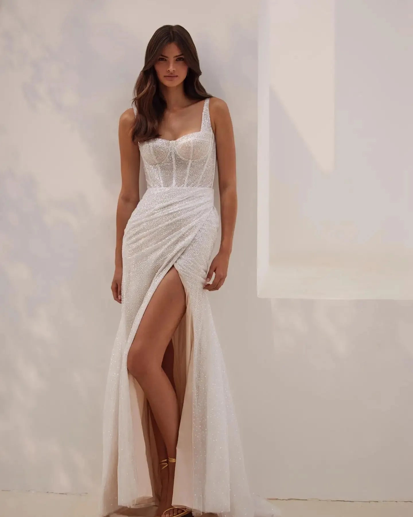 Stuniing Wide Straps Sweehteart Mermaid Wedding Dresses Side Slit Custom Made Rode De Morrie As Picture