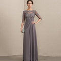 Customized Elegant Chiffon Bridal Dress A Line Lace Wedding Party Gowns Formal Occasion Zipper Mother Dresses For Bride as picture