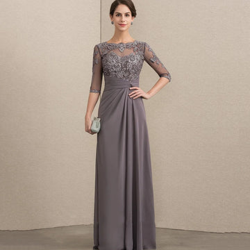 Customized Elegant Chiffon Bridal Dress A Line Lace Wedding Party Gowns Formal Occasion Zipper Mother Dresses For Bride as picture