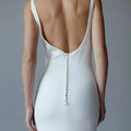Crepe Sleeveless Simple Mermaid Wedding Dress Bride Open Beach Bride Gown Backless ButtonWomen Customize Measure Stunning