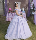 Glitter Lilac Quinceanera Dresses Plus Size 3D Florals Vestido De 15 Años Quinceañera Off Shoulders Sparkly Birthday Customized