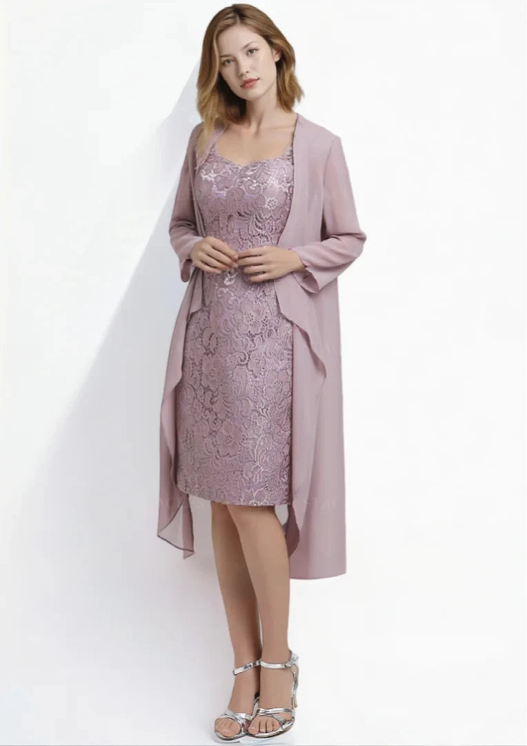 Fashion Sheath Mother of the Bride Dress Sweetheart Neckline Long Sleeve Jacket Knee-Length Evening Dress 2025 Free Customized