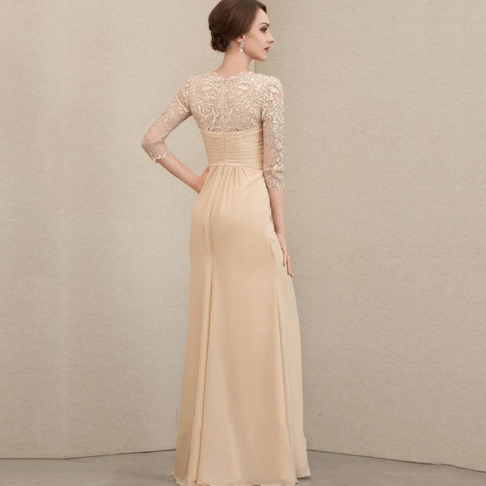 Mother Of The Bride Dress - Formal Customized V Neck A Line Lace Elegant Chiffon Mother of Dresses Mermaid Evening Gowns New vestido invitada boda