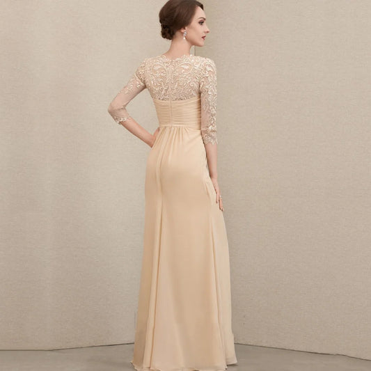 Mother Of The Bride Dress - Formal Customized V Neck A Line Lace Elegant Chiffon Mother of Dresses Mermaid Evening Gowns New vestido invitada boda