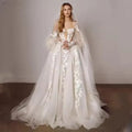 Bohemia Wedding Dresses Sweetheart 3D Flower Appliques Lace A-Line Bridal Gowns Beach Puff Sleeves Boho Wedding Dress