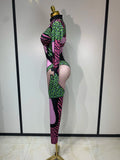 Sparkly Rhinestones Jumpsuit Women Sexy Nightclub Outfit Birthday Evening Party Bodysuit Stage Show Performance Photoshoot Wear