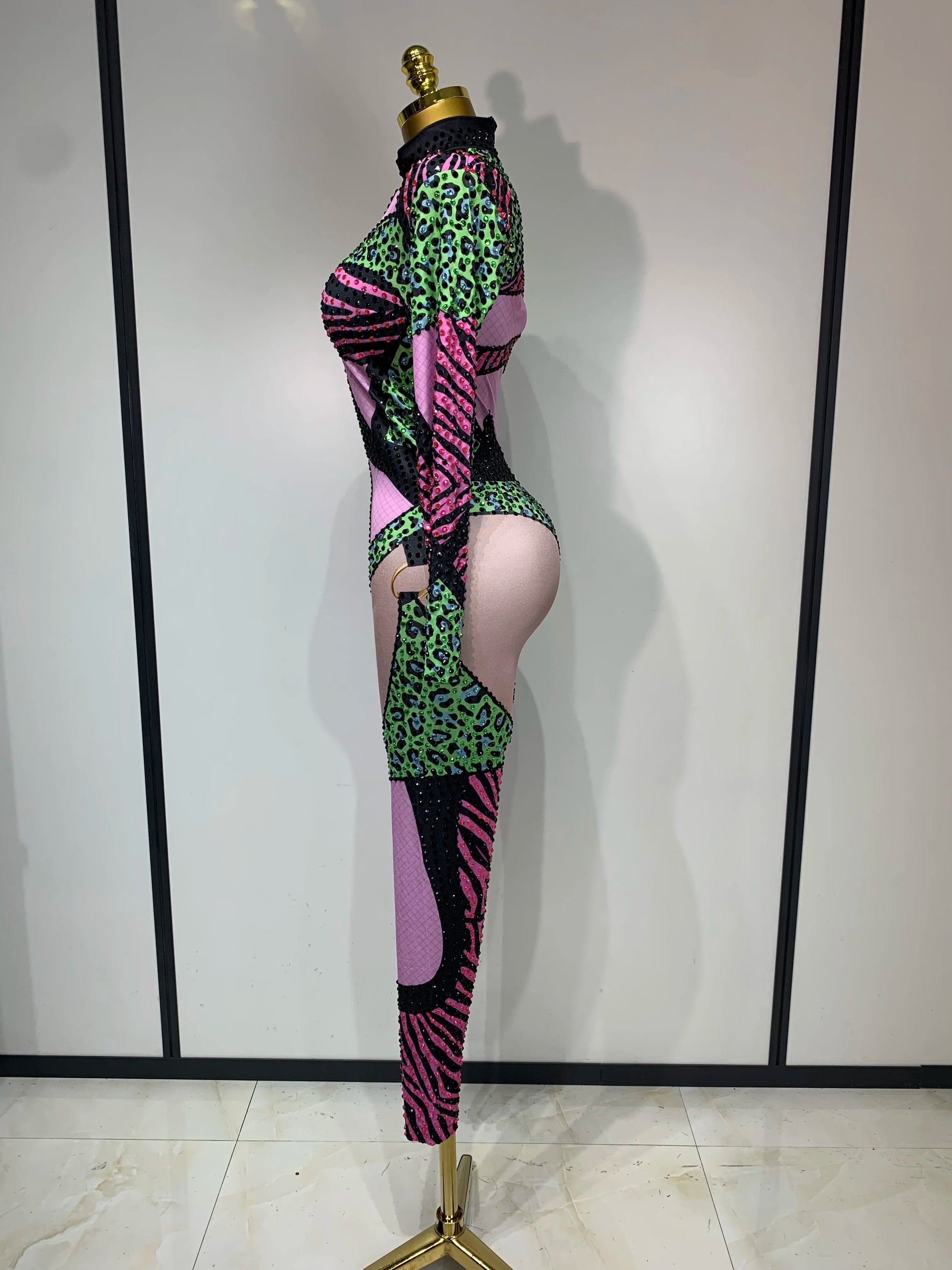 Sparkly Rhinestones Jumpsuit Women Sexy Nightclub Outfit Birthday Evening Party Bodysuit Stage Show Performance Photoshoot Wear
