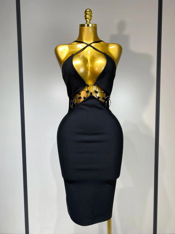 High Quality Women Sexy Backless Bodycon Bandage Dress Nightclub Party Evening Dress Luxury Birthday Cut Out Black Dresses black