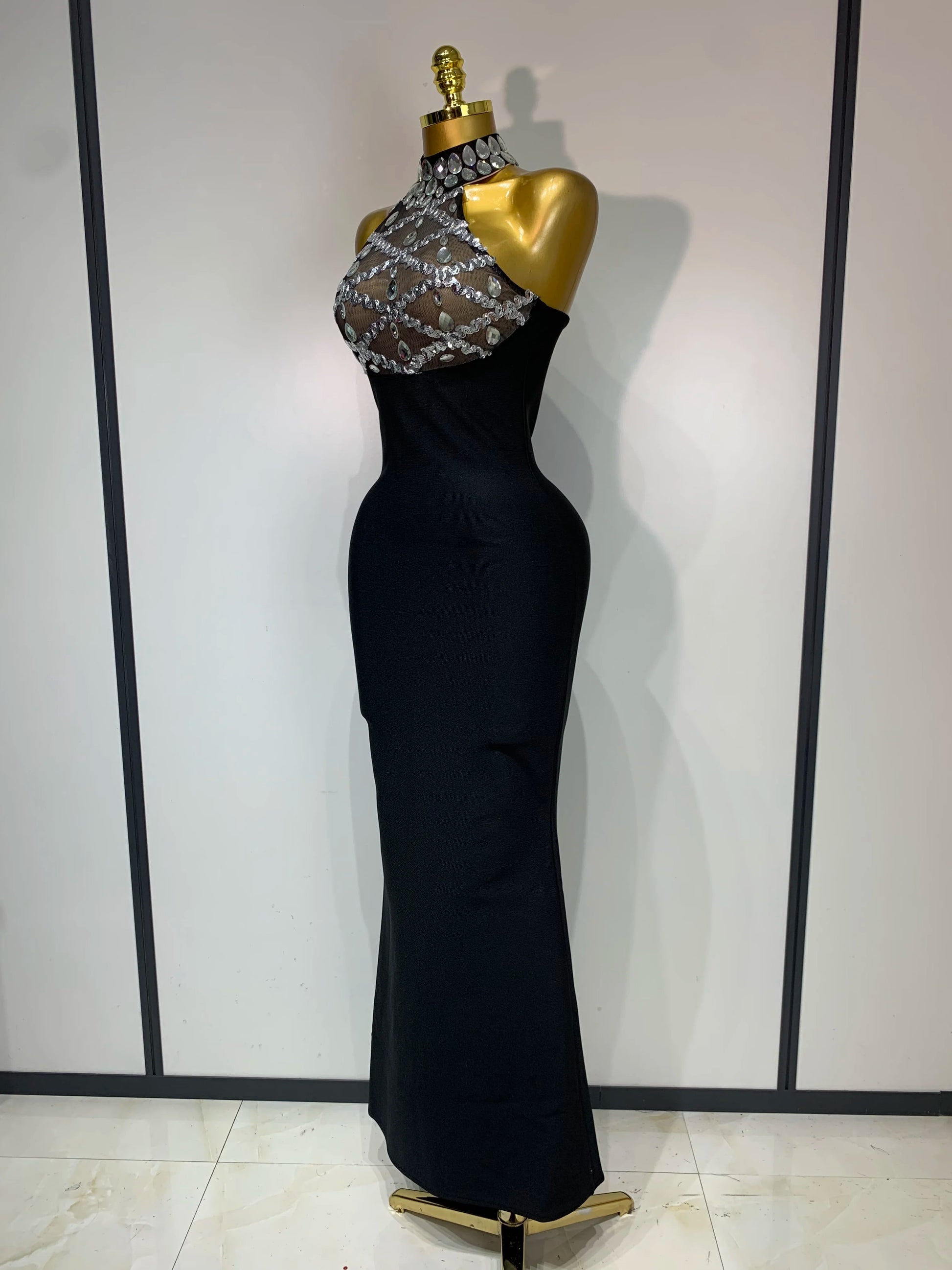 Women Fashion Sexy Sleeveless Mesh Patchwork Bandage Dress 2025 Celebrity Elegant Party Evening Birthday Dress Streetwear