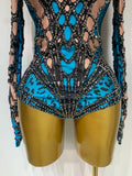 Sexy Stage Sparkly Rhinestones Bodysuit Dance Costume Party Bar Show Performance drag queen Outfit Cosplay Halloween Clothing