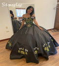 Mexican Theme Black Vestidos De 15 Quinceañera Charro Embroidery Fifteen Birthday Dress Vestido De 15 Xv Años Party Customized