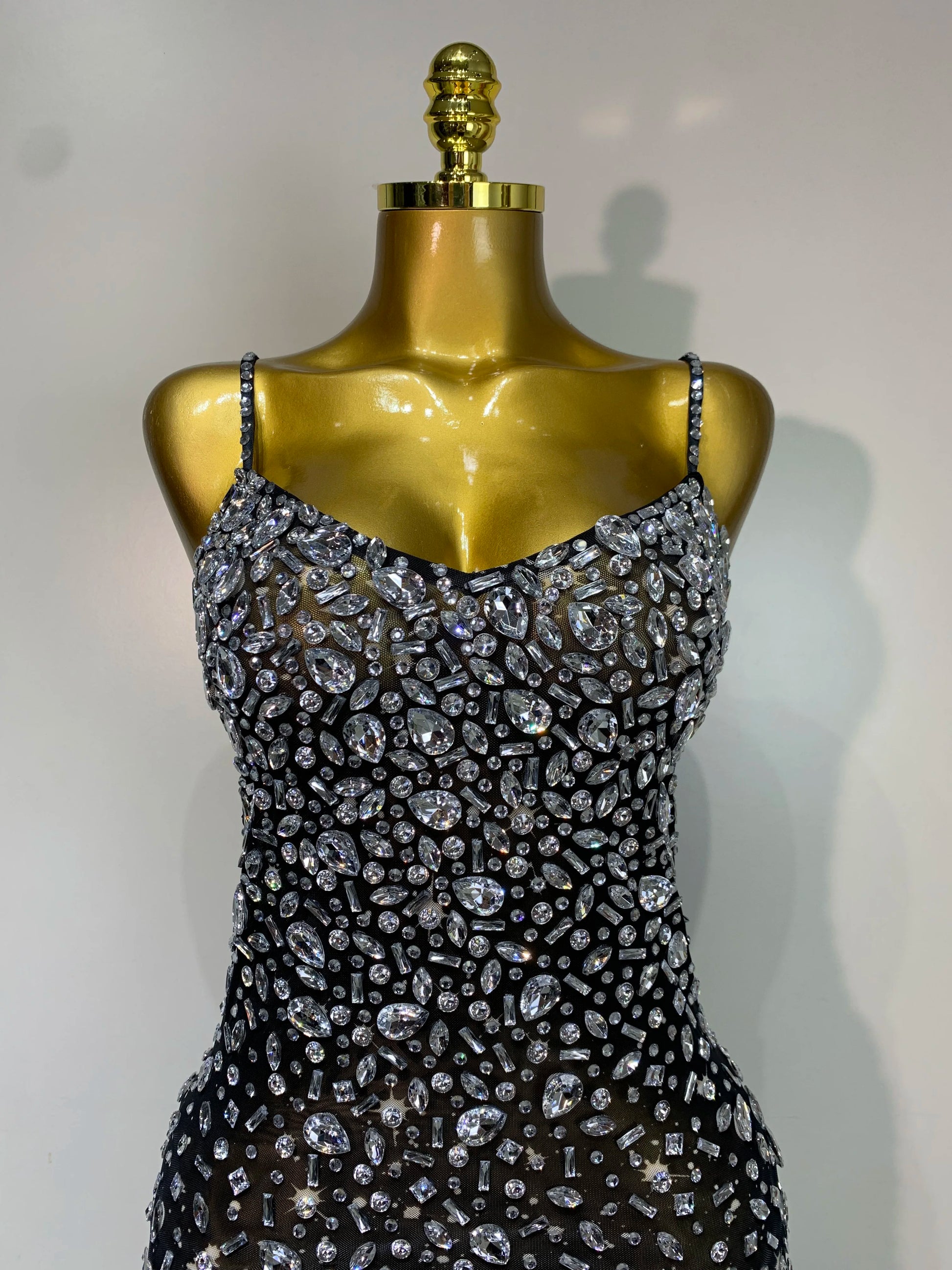 Women Sexy Sleeveless Rhinestone Bodycon Maxi Long Dress Evening Party Birthday Costume Bar Nightclub Stage Performance Clothing