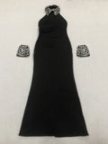 Elegant Black Sexy Off Shoulder Diamond Bead Tight Maxi Long Bandage Dress Women'S Celebrity Evening Runway Party Gowns