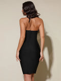 2025 Spring Women's Light Luxury Nail Bead Bandage Dress Strapless Sleeveless Bodycon Bareback Mini Dress Evening Party Vestidos
