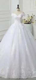 Off The Shoulder Wedding Dress light Appliques Pearls Lace Fashion Wholesale Simple Bride Dress Vestidos De Novia