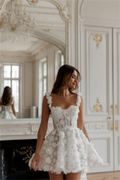 A-line Short Wedding Dresses Spaghetti Straps Sweetheart Above Knee Bridals Gowns Women Back Lace Up vestidos novia