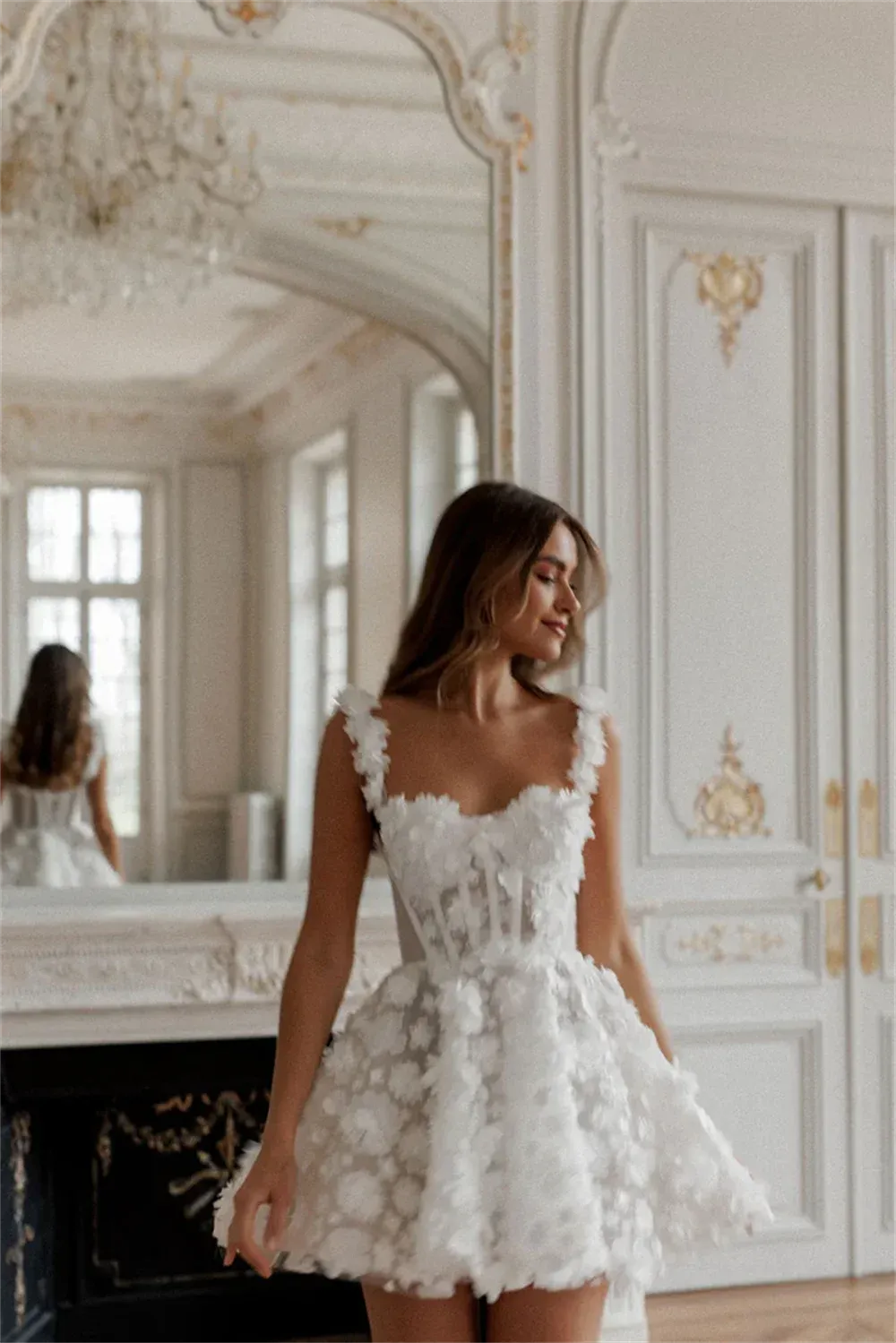 A-line Short Wedding Dresses Spaghetti Straps Sweetheart Above Knee Bridals Gowns Women Back Lace Up vestidos novia