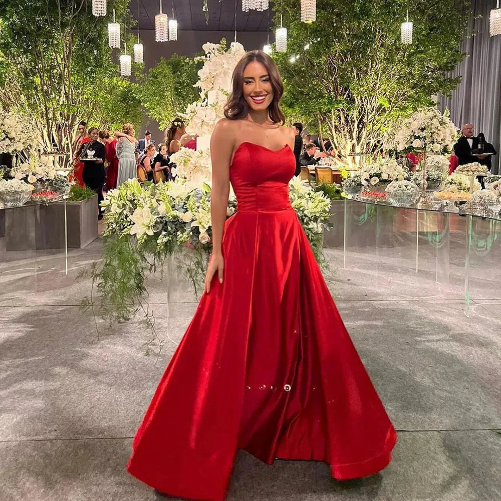 Sexy Red Evening Dresses vestidos de fiesta de noche Sweetheart Floor