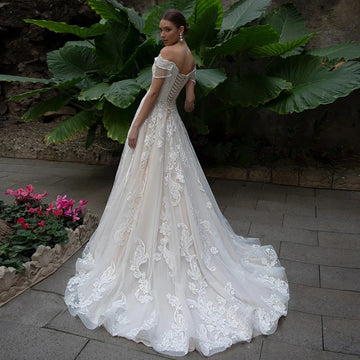 Exquisite Princess Vestidos De Novia Off The Shoulder Lace Wedding Dresses Appliques Vestido De Noiva