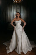 Sparkling Simple Off Shoulder Lace Mermaid Sleeveless Wedding Dresses Luxurious Sexy Sweetheart Floor Length Bridal Gown