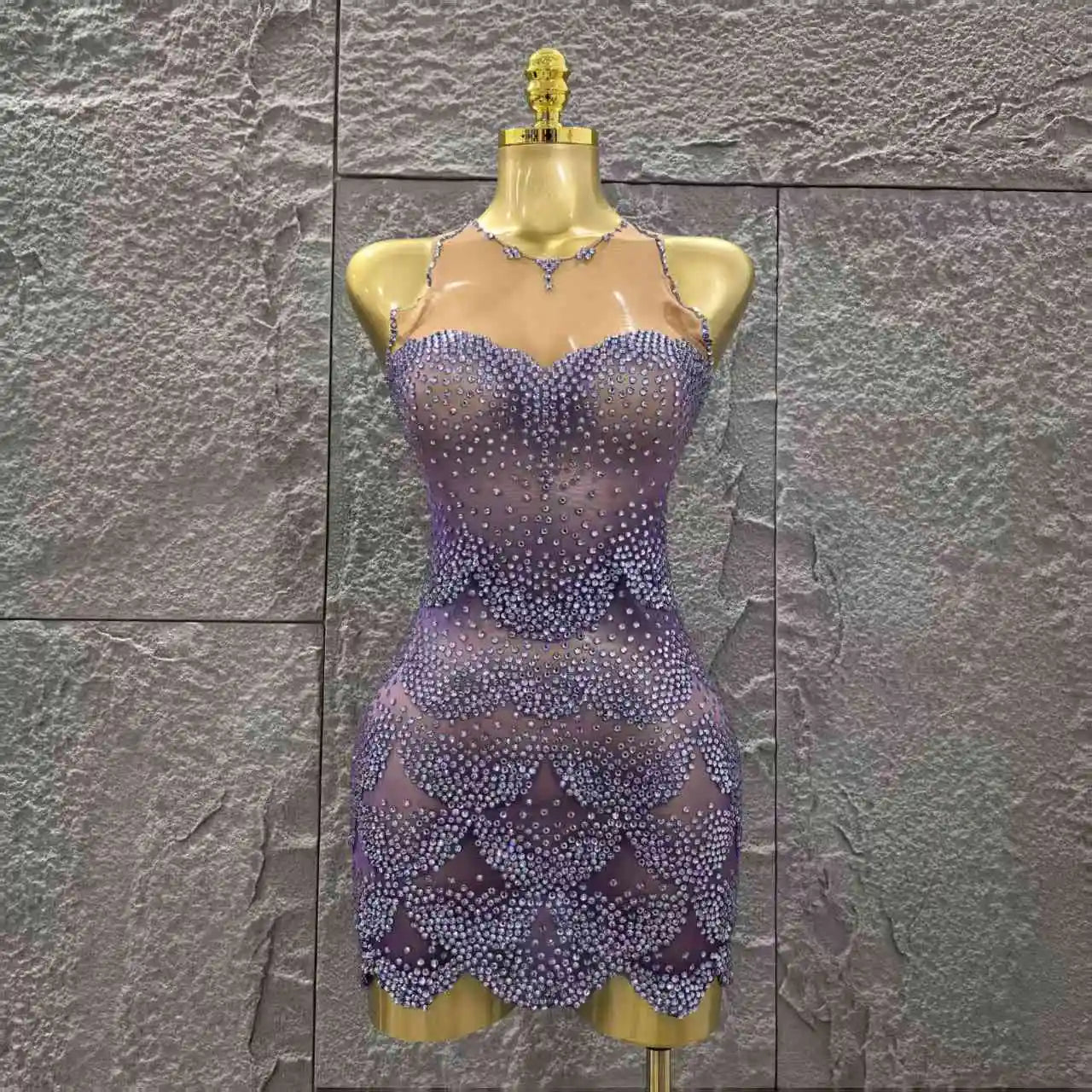 Vestido minivestido ajustado de malla transparente para mujer, color m