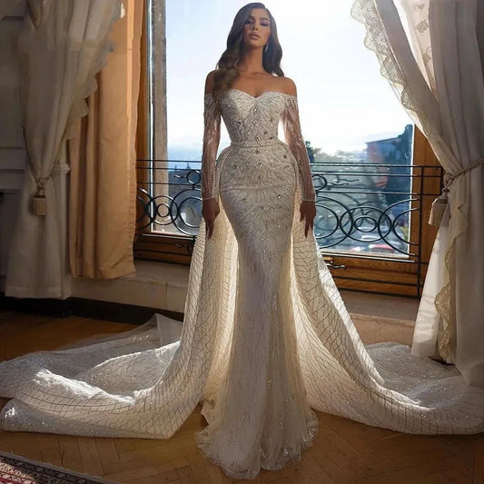 V-Neck Sleeveless Crepe Mermaid Wedding Dress Simple Spaghetti Strap Court Train Cut Out Back Bridal Gown Custom Made Ivory