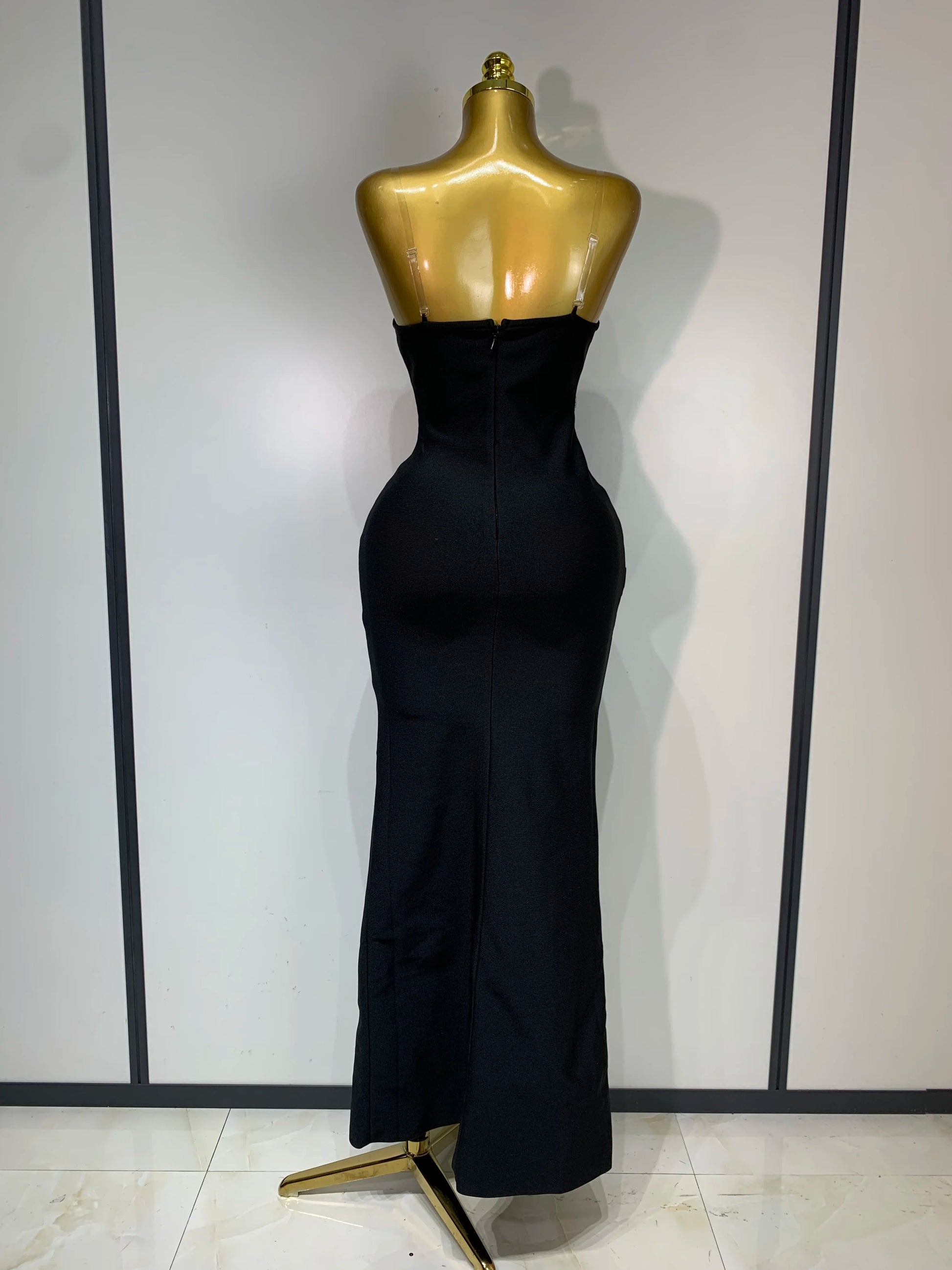 Women Sexy Evening Party Dress Crystal Beading High Quality Black Nightclub Prom Gown Formal Luxury Birthday Bandage Dresses