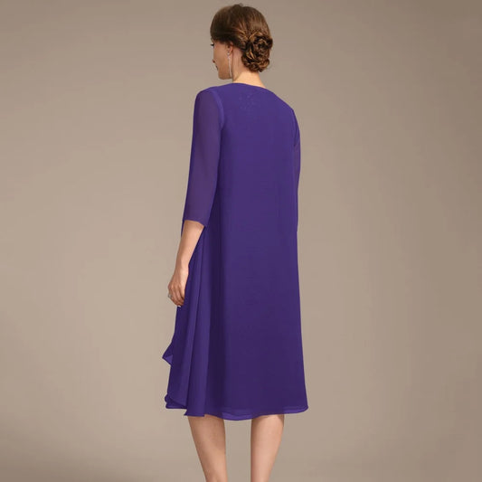 Chiffon Customized Mother Dresses A Line Evening Gowns V Neck Lace Elegant Bride Party Dress robes invitée mariage