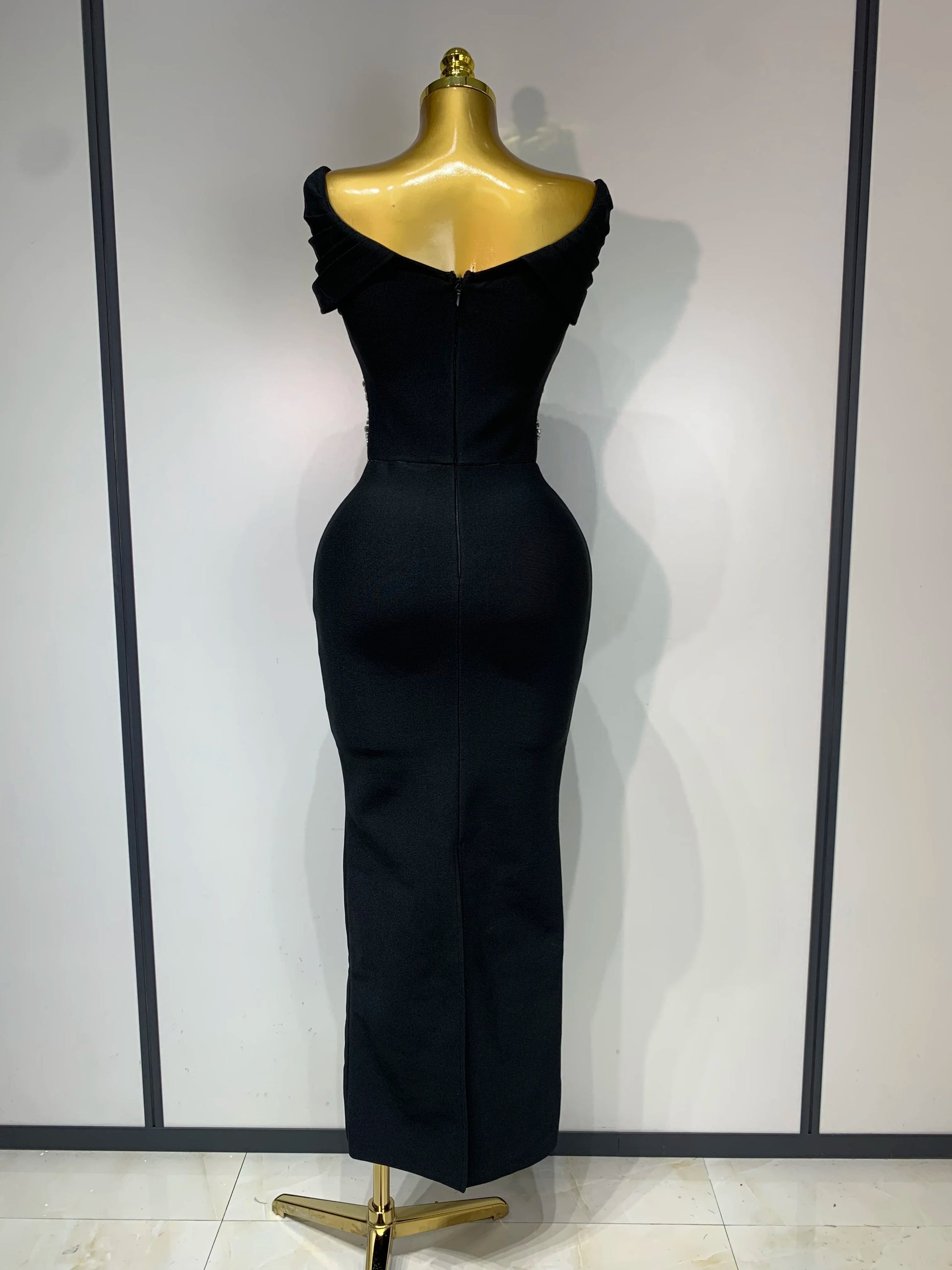 Women Black Red Long Bodycon Bandage Dress 2025 Luxury Rhinestone Evening Party Celebrity Elegant Club Wedding Guest Dresses