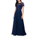 Customized Mother Dresses Short Sleeves A Line Formal Gowns Lace Sequined Bride Party Dress Chiffon robes invitée mariage
