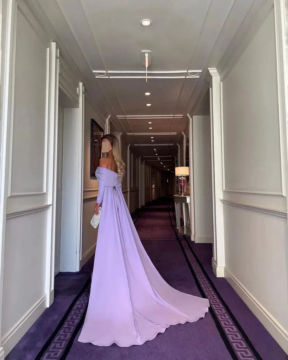 Elegant Mauve Cape Sleeve Mermaid Evening Dress Dubai Elastic Satin Prom Dress Arabic Formal Party Dress